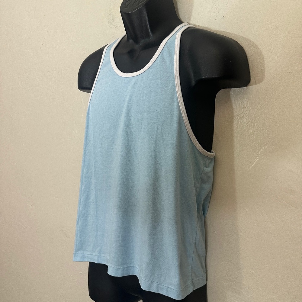 True Blue Racer Bank Tank Top Small 18.5" armpit to armpit seams Gently worn